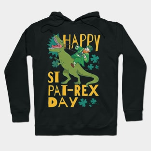 Happy St. Pat-Rex Day Leprechaun Riding T-Rex Dinosaur for St. Patrick's Day Hoodie